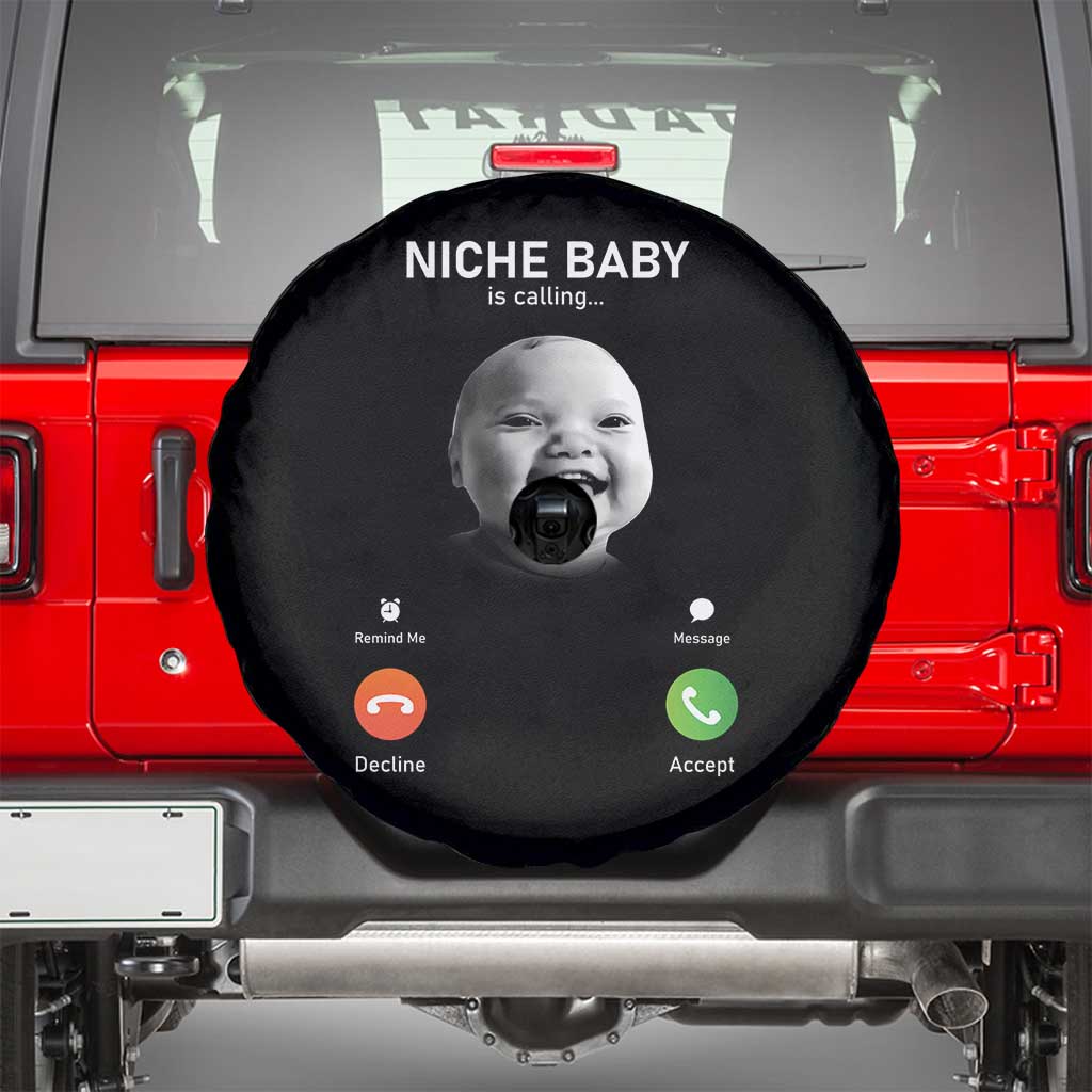 Funny Tuff Baby Meme Spare Tire Cover Tell Em Son AI Niche Baby Motion Holding Laugh TS02 Black Print Your Wear