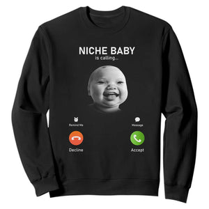 Funny Tuff Baby Meme Sweatshirt Tell Em Son AI Niche Baby Motion Holding Laugh TS02 Black Print Your Wear