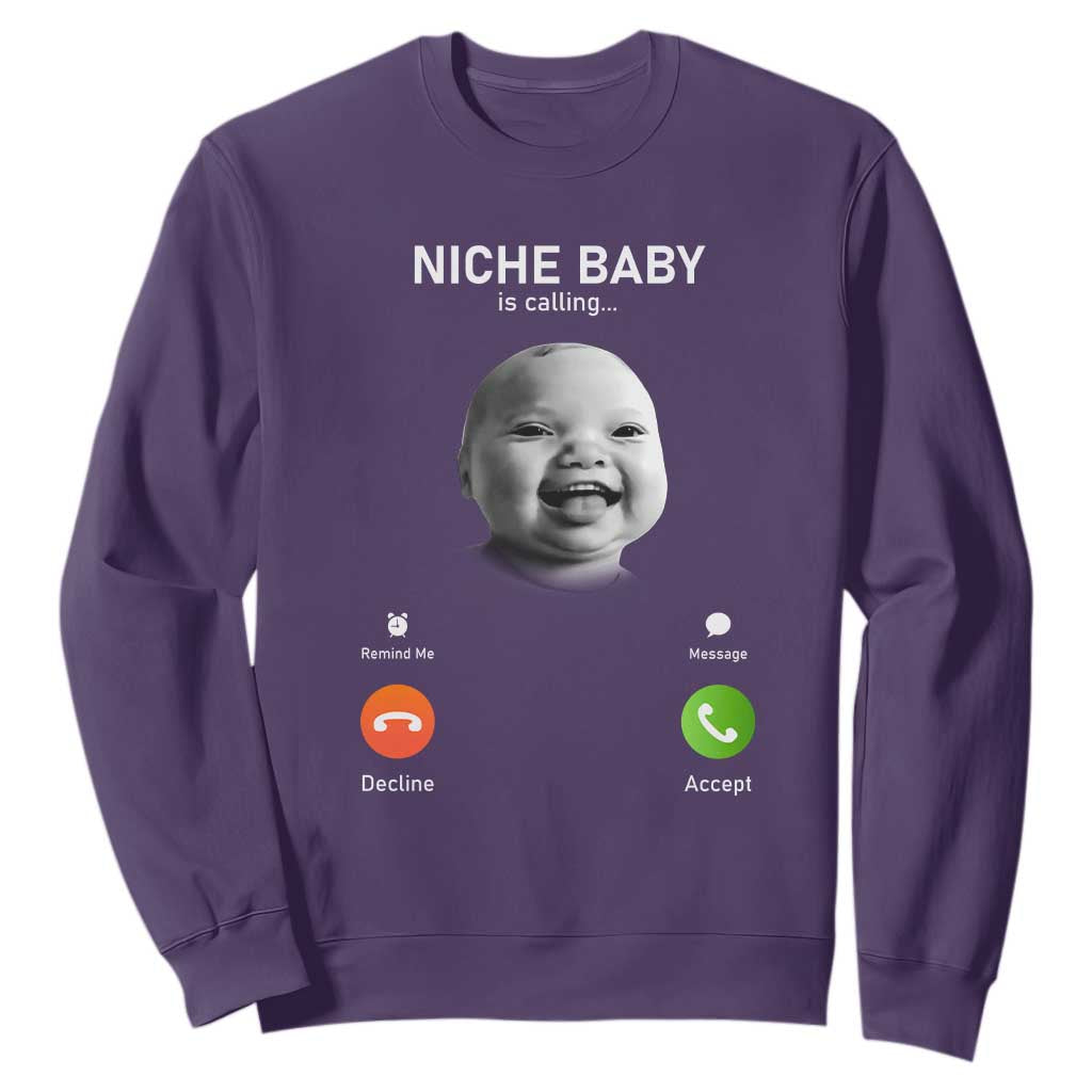 Funny Tuff Baby Meme Sweatshirt Tell Em Son AI Niche Baby Motion Holding Laugh TS02 Purple Print Your Wear