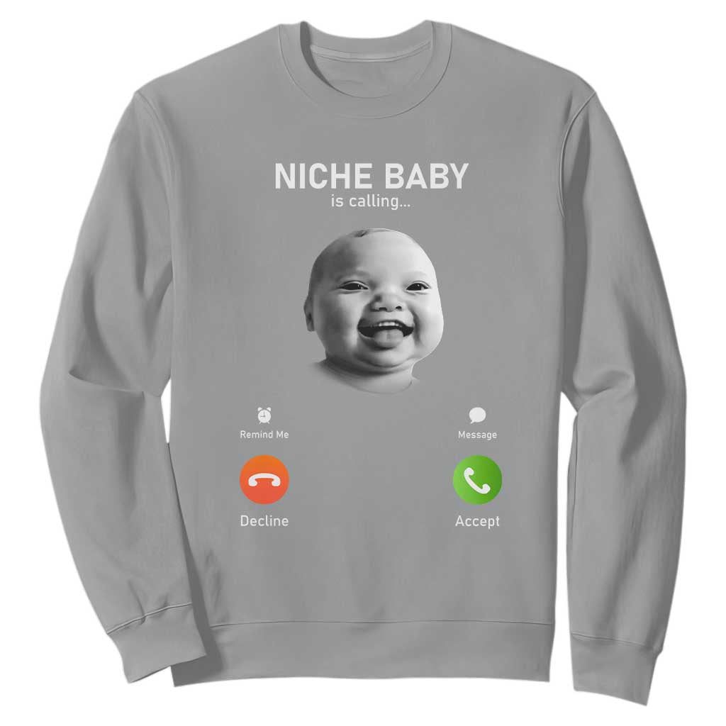 Funny Tuff Baby Meme Sweatshirt Tell Em Son AI Niche Baby Motion Holding Laugh TS02 Sport Gray Print Your Wear