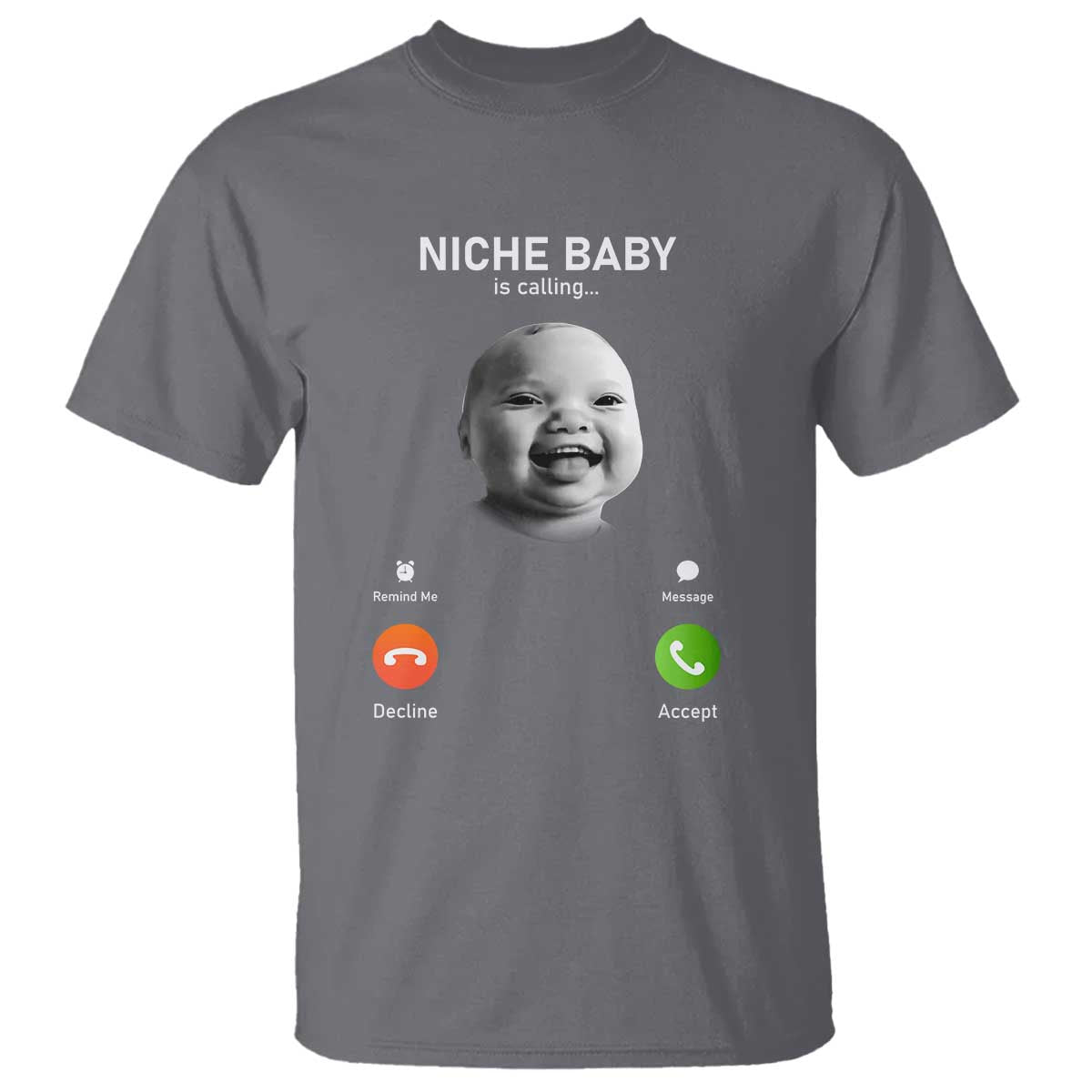 Funny Tuff Baby Meme T Shirt Tell Em Son AI Niche Baby Motion Holding Laugh TS02 Charcoal Print Your Wear
