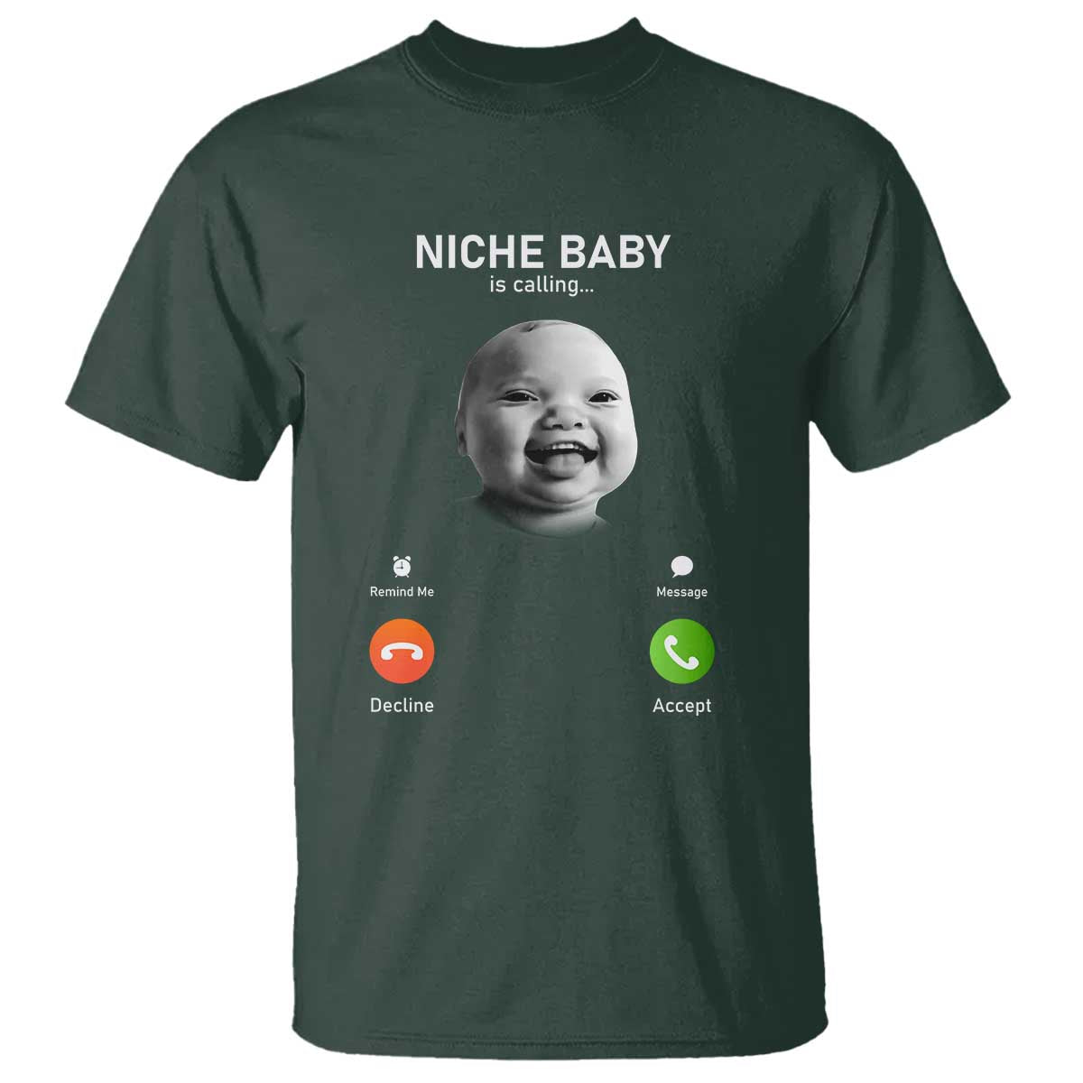 Funny Tuff Baby Meme T Shirt Tell Em Son AI Niche Baby Motion Holding Laugh TS02 Dark Forest Green Print Your Wear