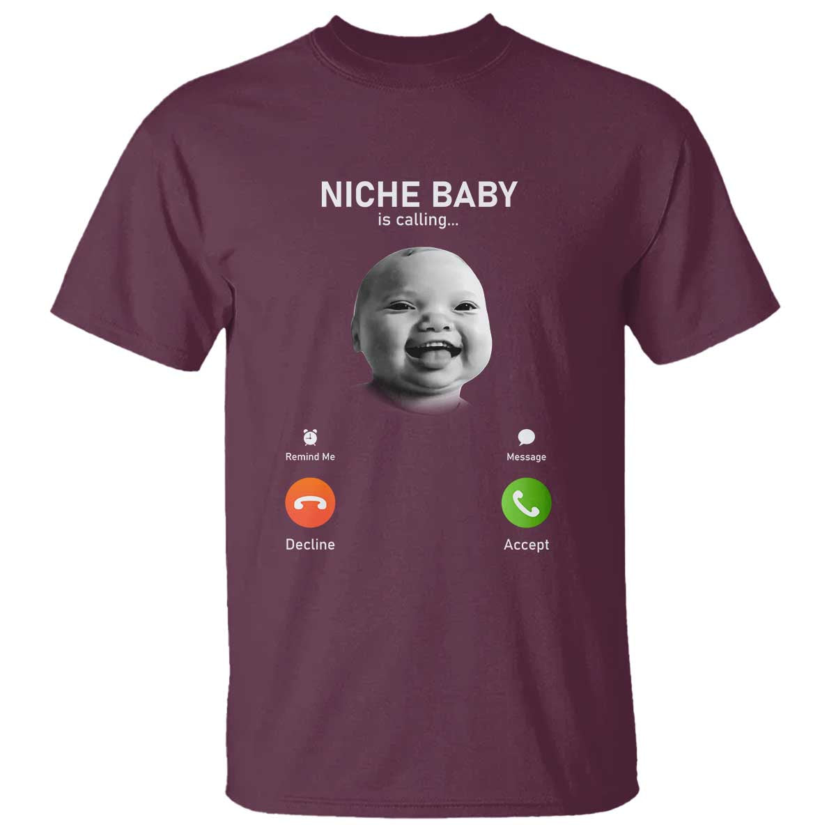 Funny Tuff Baby Meme T Shirt Tell Em Son AI Niche Baby Motion Holding Laugh TS02 Maroon Print Your Wear