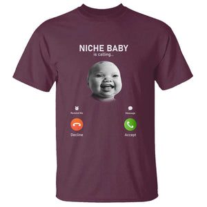 Funny Tuff Baby Meme T Shirt Tell Em Son AI Niche Baby Motion Holding Laugh TS02 Maroon Print Your Wear