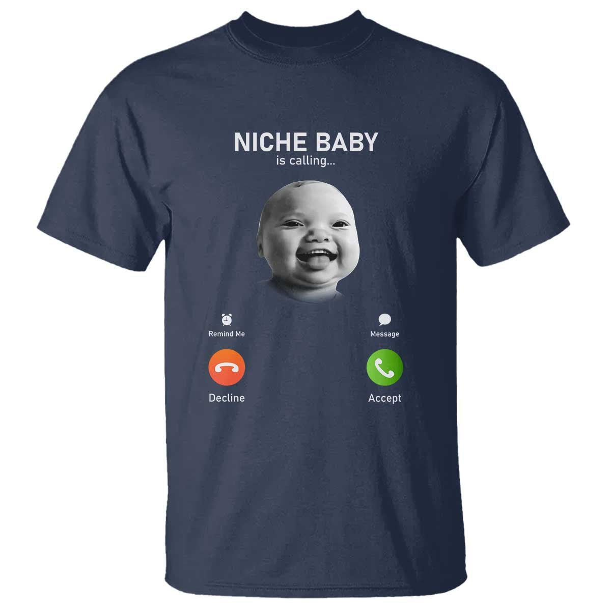 Funny Tuff Baby Meme T Shirt Tell Em Son AI Niche Baby Motion Holding Laugh TS02 Navy Print Your Wear