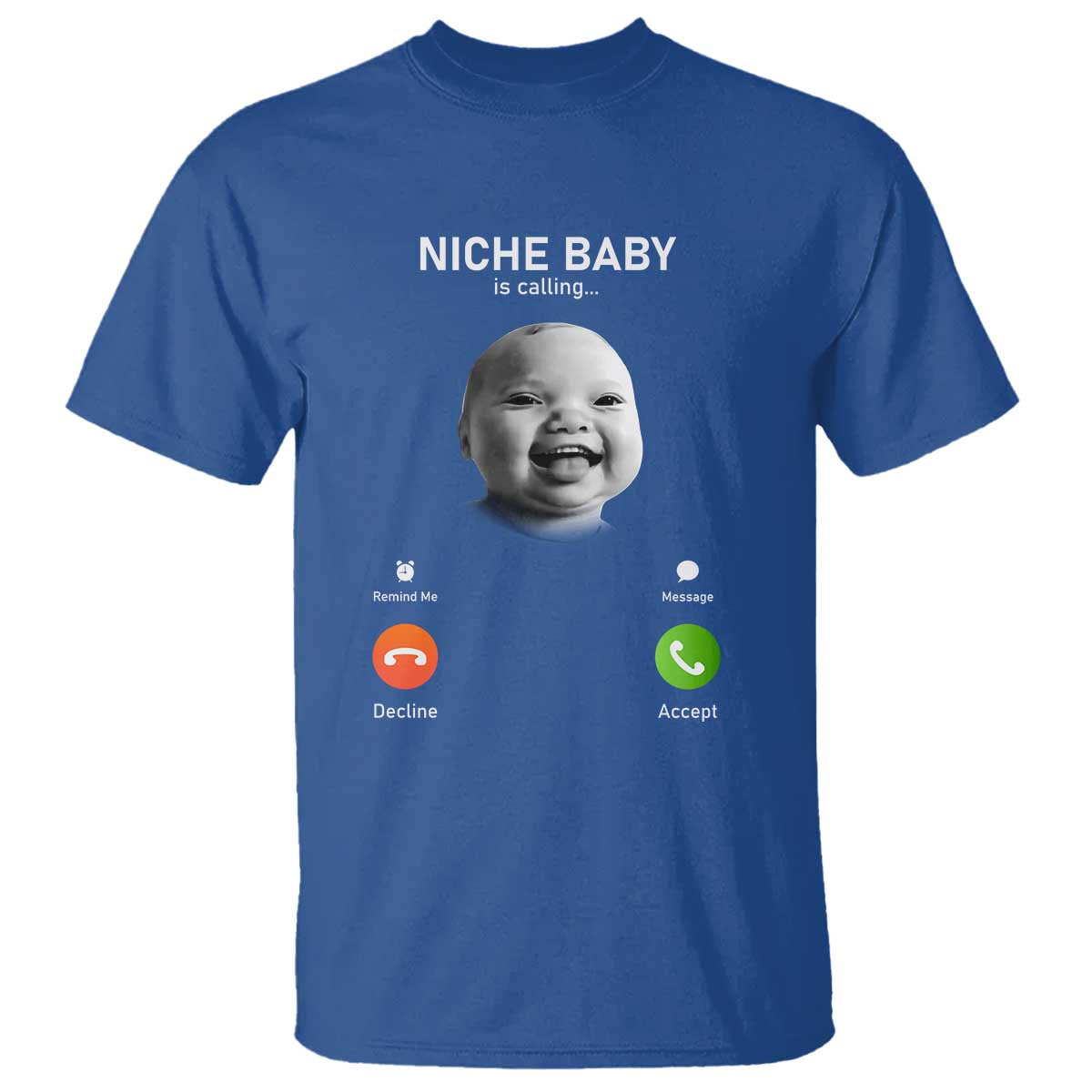 Funny Tuff Baby Meme T Shirt Tell Em Son AI Niche Baby Motion Holding Laugh TS02 Royal Blue Print Your Wear