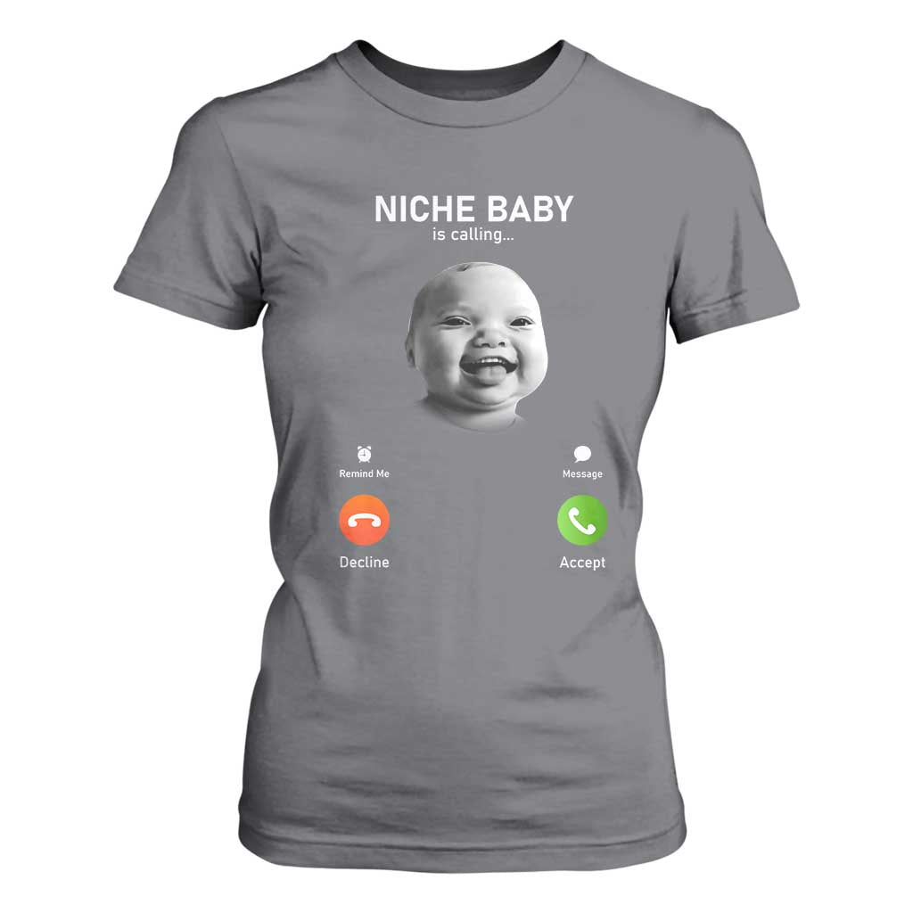 Funny Tuff Baby Meme T Shirt For Women Tell Em Son AI Niche Baby Motion Holding Laugh TS02 Charcoal Print Your Wear
