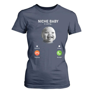 Funny Tuff Baby Meme T Shirt For Women Tell Em Son AI Niche Baby Motion Holding Laugh TS02 Navy Print Your Wear