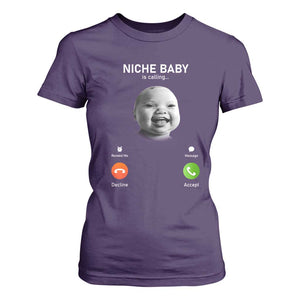Funny Tuff Baby Meme T Shirt For Women Tell Em Son AI Niche Baby Motion Holding Laugh TS02 Purple Print Your Wear