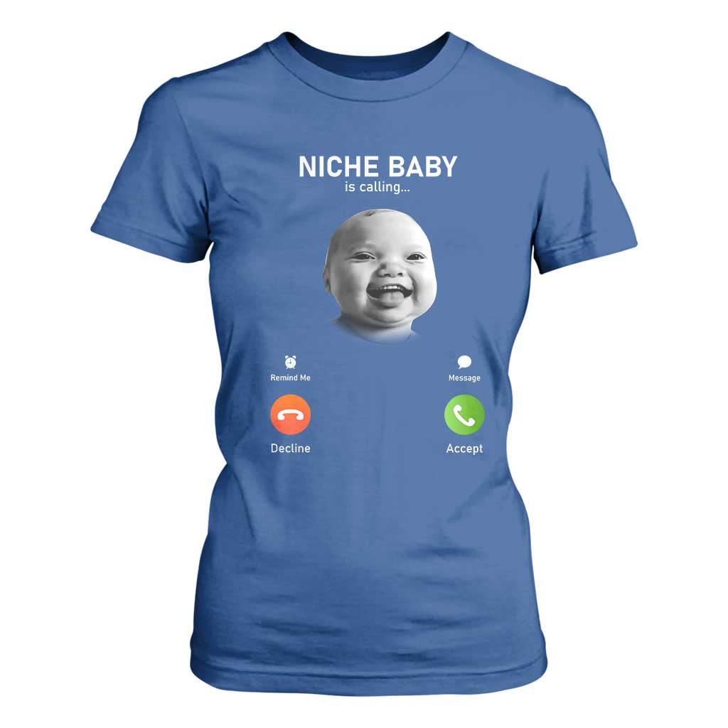 Funny Tuff Baby Meme T Shirt For Women Tell Em Son AI Niche Baby Motion Holding Laugh TS02 Royal Blue Print Your Wear