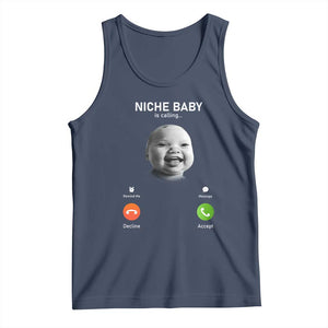Funny Tuff Baby Meme Tank Top Tell Em Son AI Niche Baby Motion Holding Laugh TS02 Navy Print Your Wear