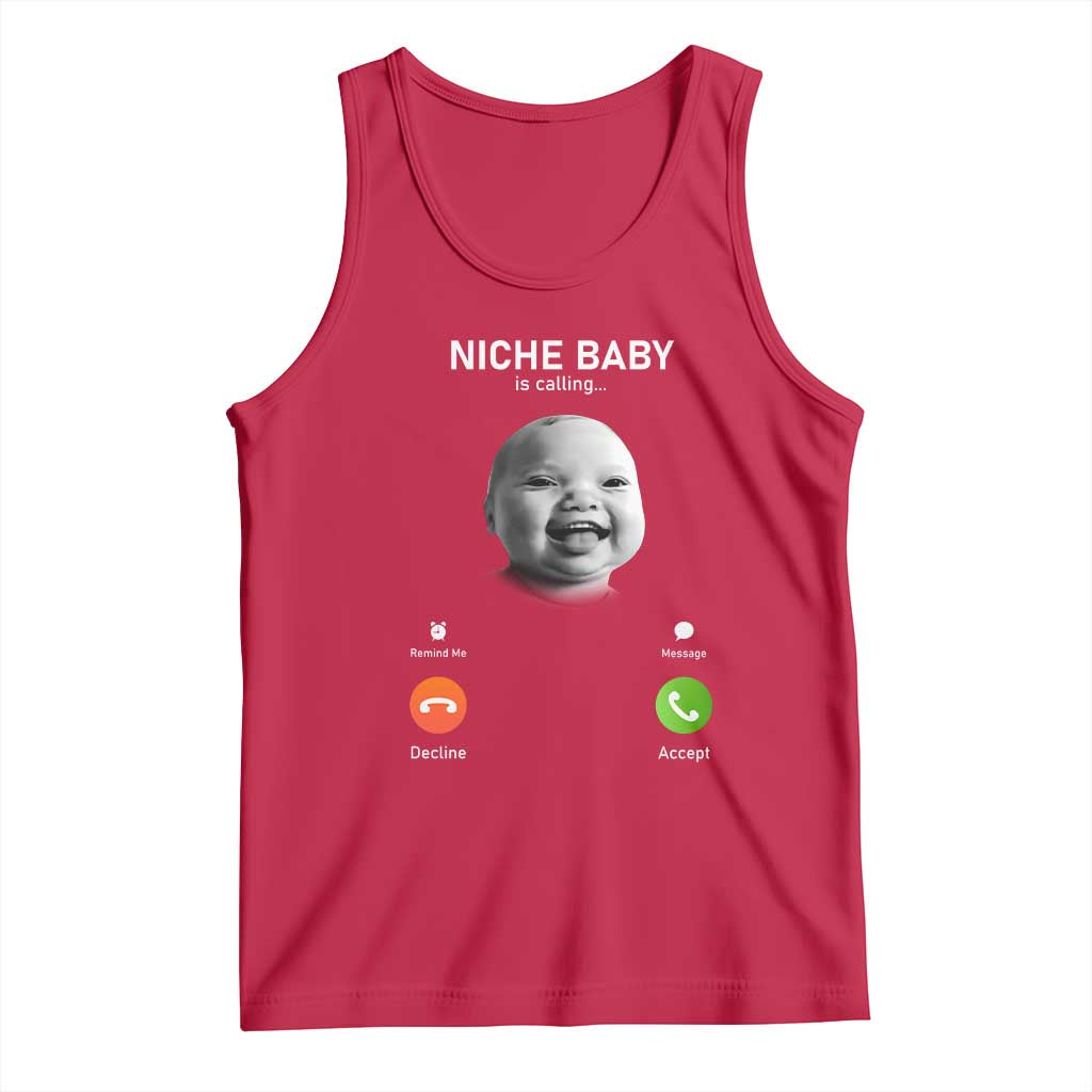 Funny Tuff Baby Meme Tank Top Tell Em Son AI Niche Baby Motion Holding Laugh TS02 Red Print Your Wear