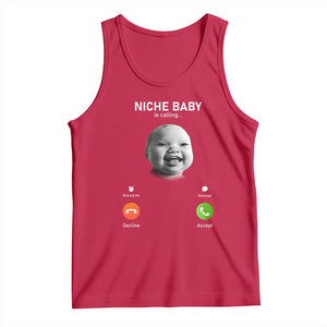 Funny Tuff Baby Meme Tank Top Tell Em Son AI Niche Baby Motion Holding Laugh TS02 Red Print Your Wear
