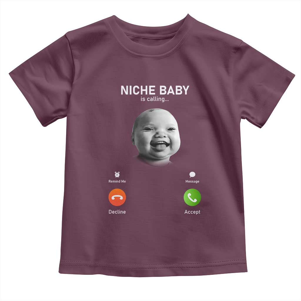 Funny Tuff Baby Meme Toddler T Shirt Tell Em Son AI Niche Baby Motion Holding Laugh TS02 Maroon Print Your Wear