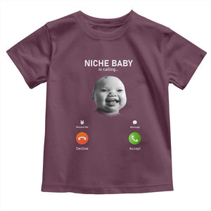 Funny Tuff Baby Meme Toddler T Shirt Tell Em Son AI Niche Baby Motion Holding Laugh TS02 Maroon Print Your Wear