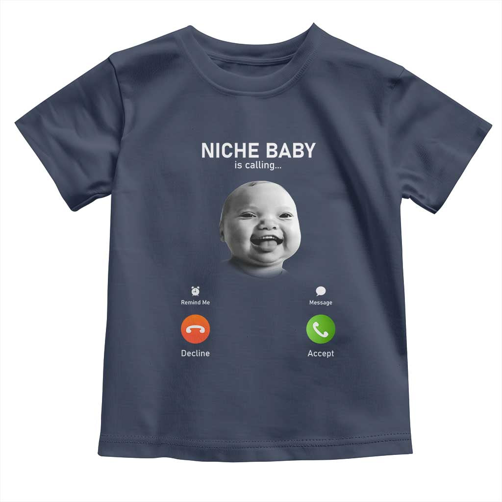 Funny Tuff Baby Meme Toddler T Shirt Tell Em Son AI Niche Baby Motion Holding Laugh TS02 Navy Print Your Wear