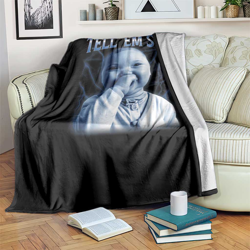 Funny Giggling Niche Baby Is Calling Throw Blanket Tuff Baby AI Laughing Gen Alpha Meme TS02 Print Your Wear