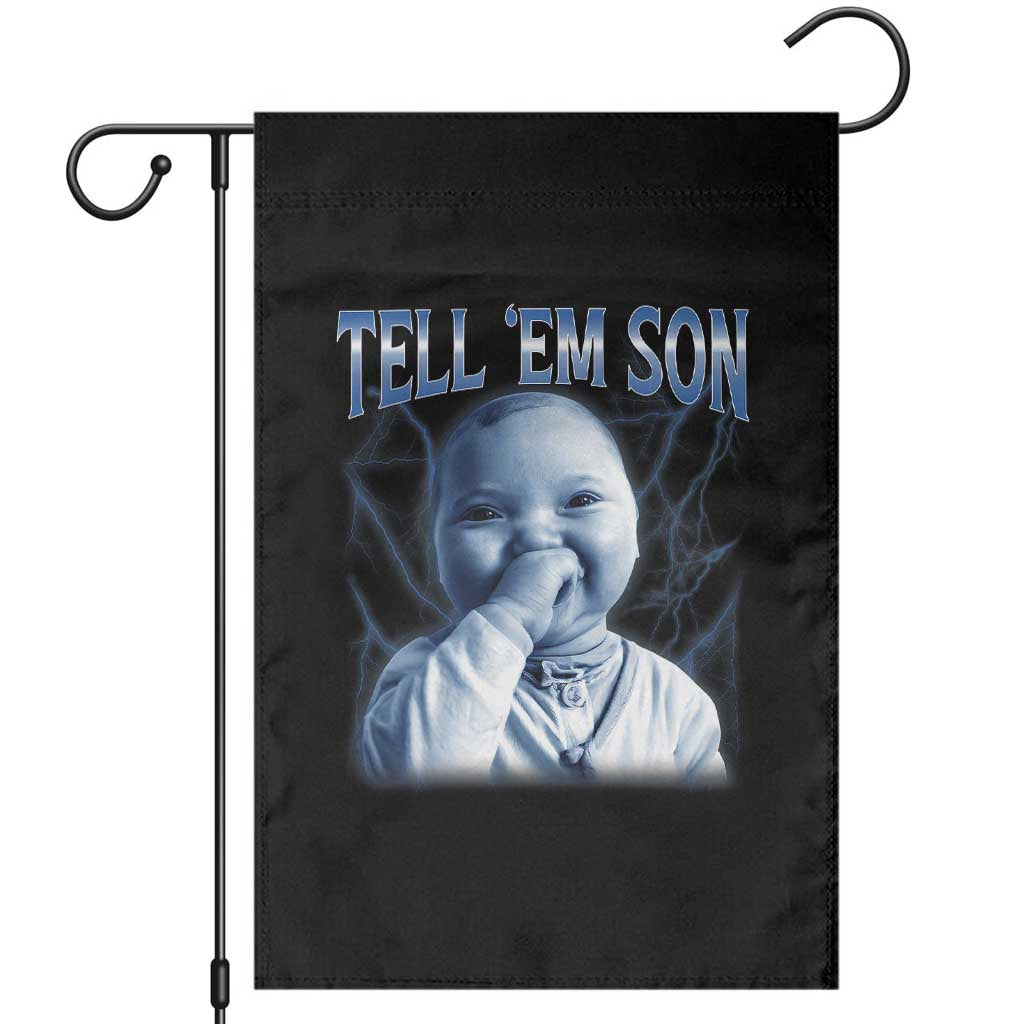 Funny Giggling Niche Baby Is Calling Garden Flag Tuff Baby AI Laughing Gen Alpha Meme TS02 Black Print Your Wear