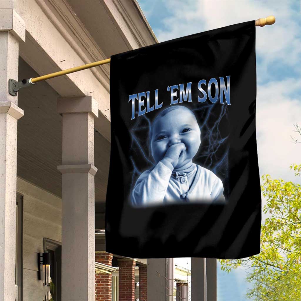 Funny Giggling Niche Baby Is Calling Garden Flag Tuff Baby AI Laughing Gen Alpha Meme TS02 Print Your Wear