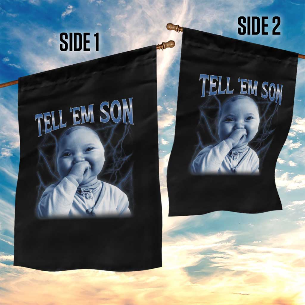 Funny Giggling Niche Baby Is Calling Garden Flag Tuff Baby AI Laughing Gen Alpha Meme TS02 Print Your Wear