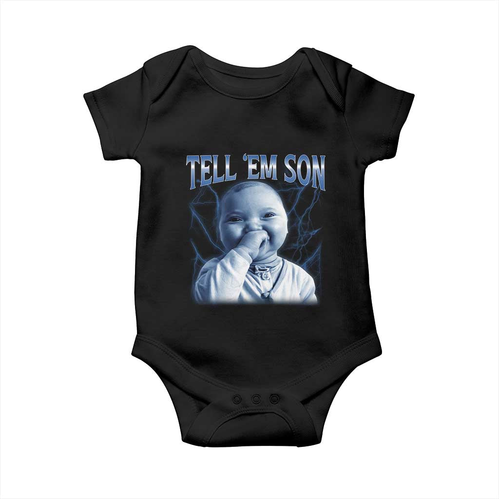 Funny Giggling Niche Baby Is Calling Baby Onesie Tuff Baby AI Laughing Gen Alpha Meme TS02 Black Print Your Wear