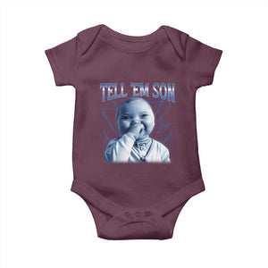 Funny Giggling Niche Baby Is Calling Baby Onesie Tuff Baby AI Laughing Gen Alpha Meme TS02 Maroon Print Your Wear