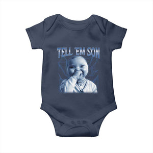 Funny Giggling Niche Baby Is Calling Baby Onesie Tuff Baby AI Laughing Gen Alpha Meme TS02 Navy Print Your Wear