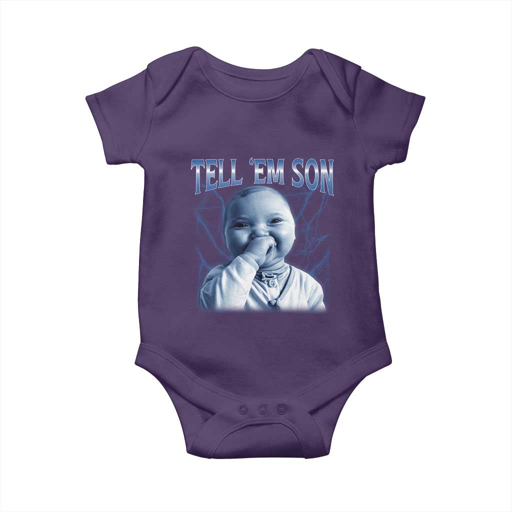 Funny Giggling Niche Baby Is Calling Baby Onesie Tuff Baby AI Laughing Gen Alpha Meme TS02 Purple Print Your Wear