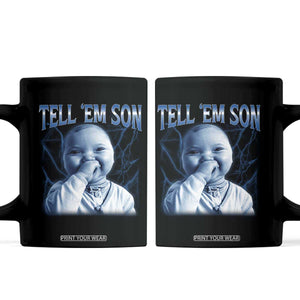 Funny Giggling Niche Baby Is Calling Coffee Mug Tuff Baby AI Laughing Gen Alpha Meme TS02 Black Print Your Wear
