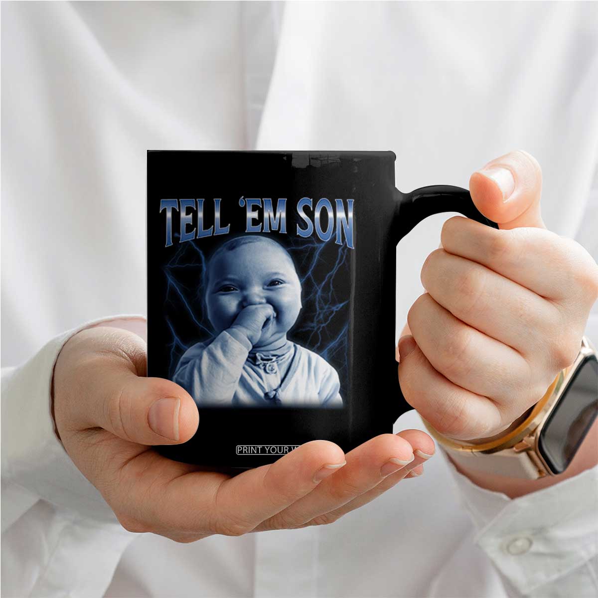 Funny Giggling Niche Baby Is Calling Coffee Mug Tuff Baby AI Laughing Gen Alpha Meme TS02 Print Your Wear