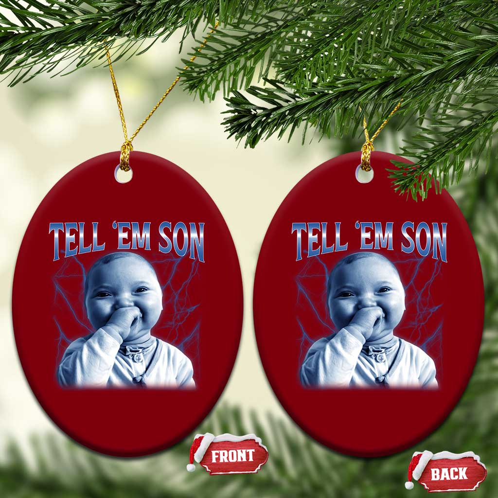 Funny Giggling Niche Baby Is Calling Ceramic Ornament Tuff Baby AI Laughing Gen Alpha Meme TS02 Print Your Wear