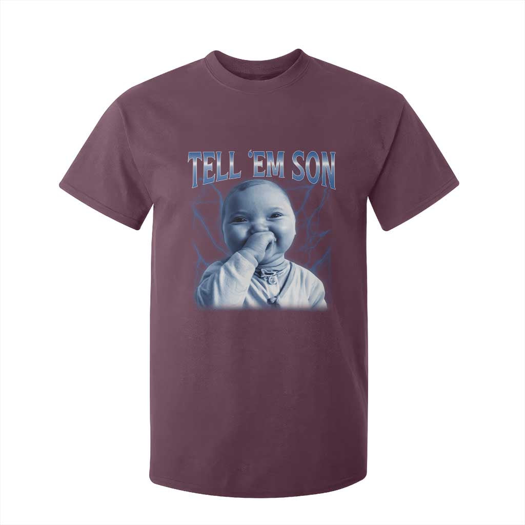 Funny Giggling Niche Baby Is Calling T Shirt For Kid Tuff Baby AI Laughing Gen Alpha Meme TS02 Maroon Print Your Wear