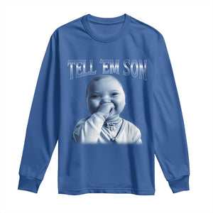 Funny Giggling Niche Baby Is Calling Long Sleeve Shirt Tuff Baby AI Laughing Gen Alpha Meme TS02 Royal Blue Print Your Wear