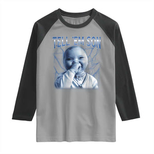 Funny Giggling Niche Baby Is Calling Raglan Shirt Tuff Baby AI Laughing Gen Alpha Meme TS02 Sport Gray Black Print Your Wear