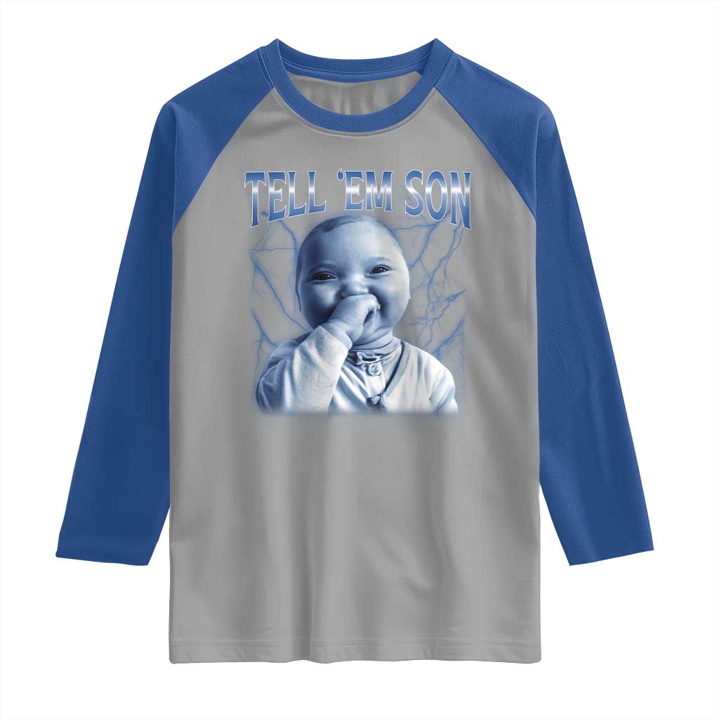 Funny Giggling Niche Baby Is Calling Raglan Shirt Tuff Baby AI Laughing Gen Alpha Meme TS02 Sport Gray Royal Print Your Wear