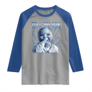 Funny Giggling Niche Baby Is Calling Raglan Shirt Tuff Baby AI Laughing Gen Alpha Meme TS02 Sport Gray Royal Print Your Wear