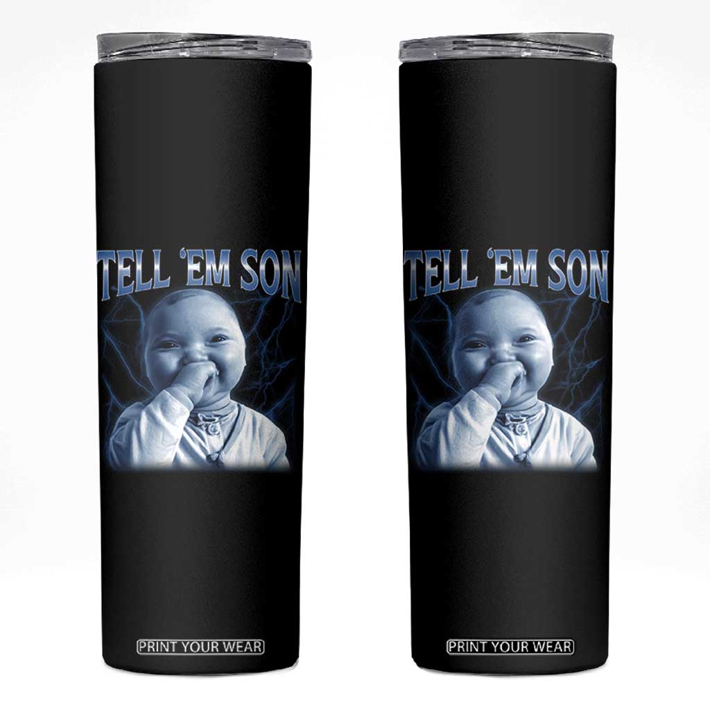 Funny Giggling Niche Baby Is Calling Skinny Tumbler Tuff Baby AI Laughing Gen Alpha Meme TS02 Black Print Your Wear