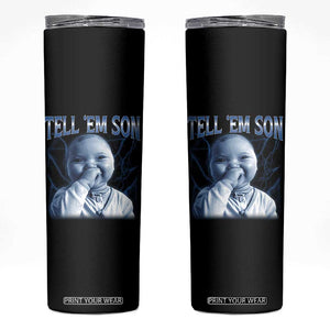 Funny Giggling Niche Baby Is Calling Skinny Tumbler Tuff Baby AI Laughing Gen Alpha Meme TS02 Black Print Your Wear