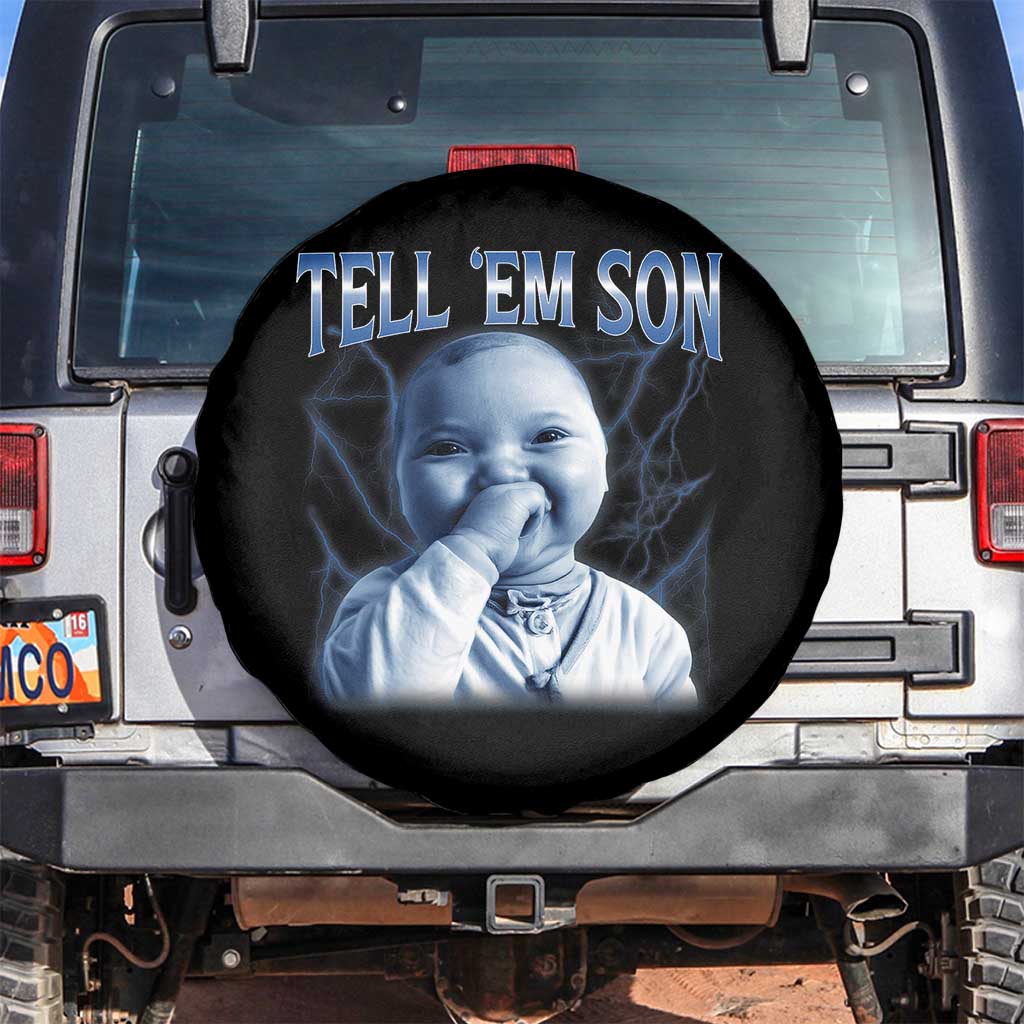 Funny Giggling Niche Baby Is Calling Spare Tire Cover Tuff Baby AI Laughing Gen Alpha Meme TS02 No hole Black Print Your Wear