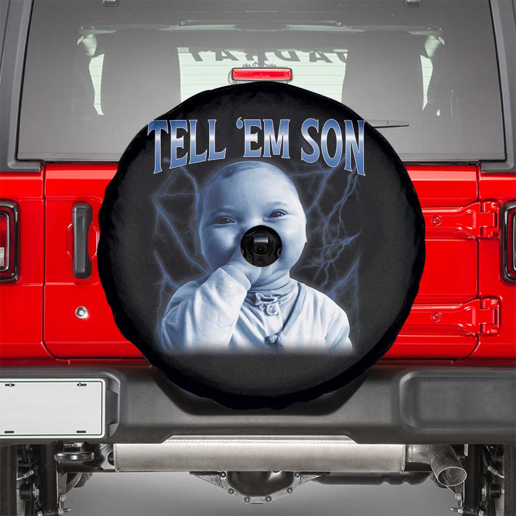 Funny Giggling Niche Baby Is Calling Spare Tire Cover Tuff Baby AI Laughing Gen Alpha Meme TS02 Black Print Your Wear