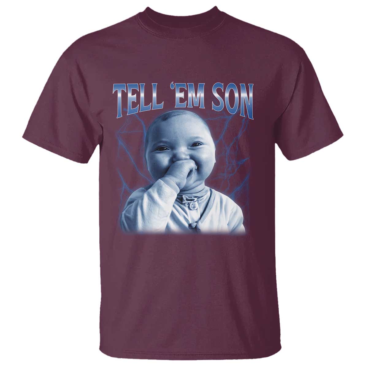 Funny Giggling Niche Baby Is Calling T Shirt Tuff Baby AI Laughing Gen Alpha Meme TS02 Maroon Print Your Wear