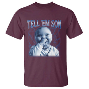 Funny Giggling Niche Baby Is Calling T Shirt Tuff Baby AI Laughing Gen Alpha Meme TS02 Maroon Print Your Wear