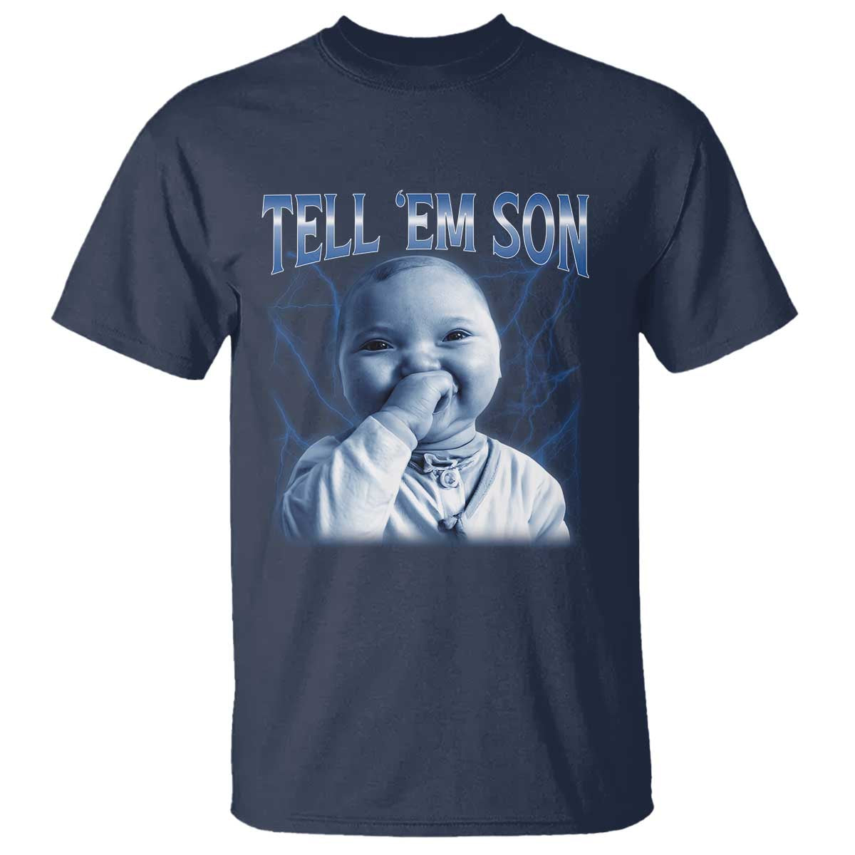 Funny Giggling Niche Baby Is Calling T Shirt Tuff Baby AI Laughing Gen Alpha Meme TS02 Navy Print Your Wear