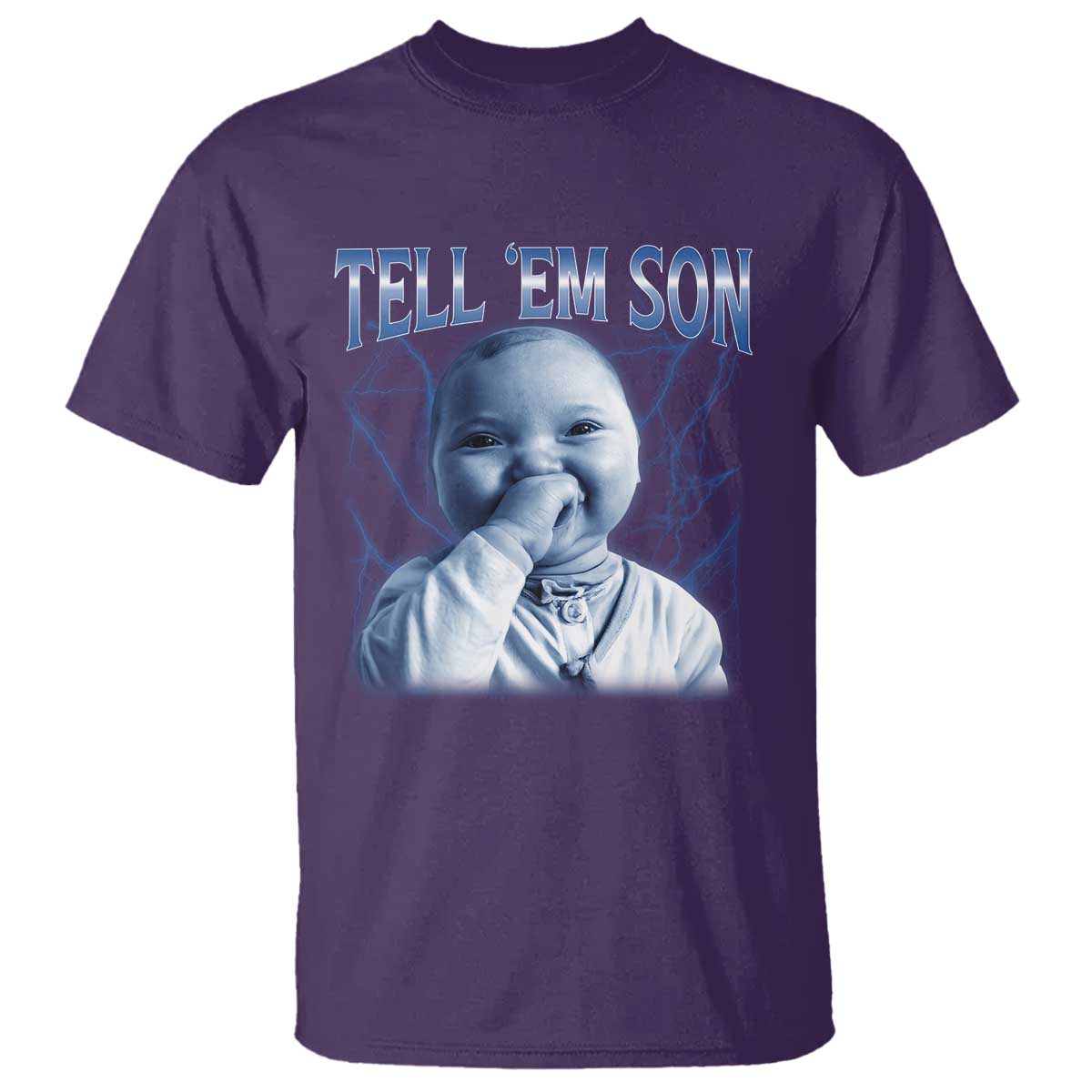 Funny Giggling Niche Baby Is Calling T Shirt Tuff Baby AI Laughing Gen Alpha Meme TS02 Purple Print Your Wear