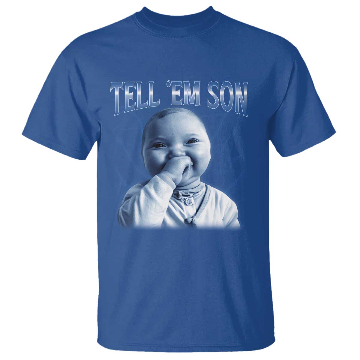 Funny Giggling Niche Baby Is Calling T Shirt Tuff Baby AI Laughing Gen Alpha Meme TS02 Royal Blue Print Your Wear