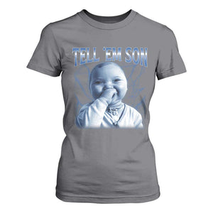 Funny Giggling Niche Baby Is Calling T Shirt For Women Tuff Baby AI Laughing Gen Alpha Meme TS02 Charcoal Print Your Wear