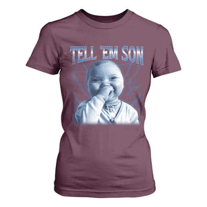 Funny Giggling Niche Baby Is Calling T Shirt For Women Tuff Baby AI Laughing Gen Alpha Meme TS02 Maroon Print Your Wear