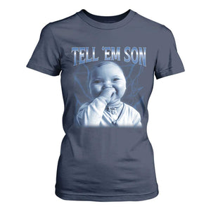 Funny Giggling Niche Baby Is Calling T Shirt For Women Tuff Baby AI Laughing Gen Alpha Meme TS02 Navy Print Your Wear
