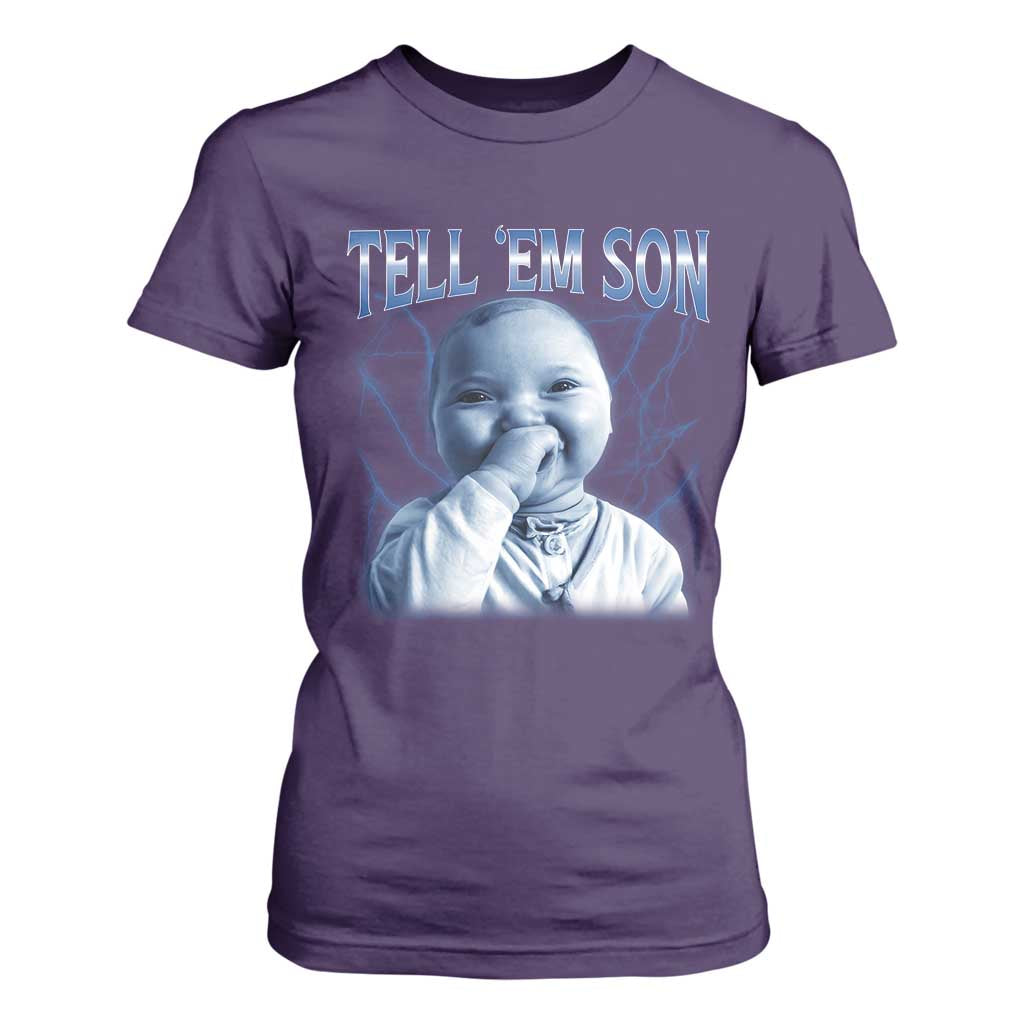Funny Giggling Niche Baby Is Calling T Shirt For Women Tuff Baby AI Laughing Gen Alpha Meme TS02 Purple Print Your Wear