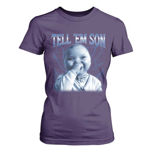 Funny Giggling Niche Baby Is Calling T Shirt For Women Tuff Baby AI Laughing Gen Alpha Meme TS02 Purple Print Your Wear